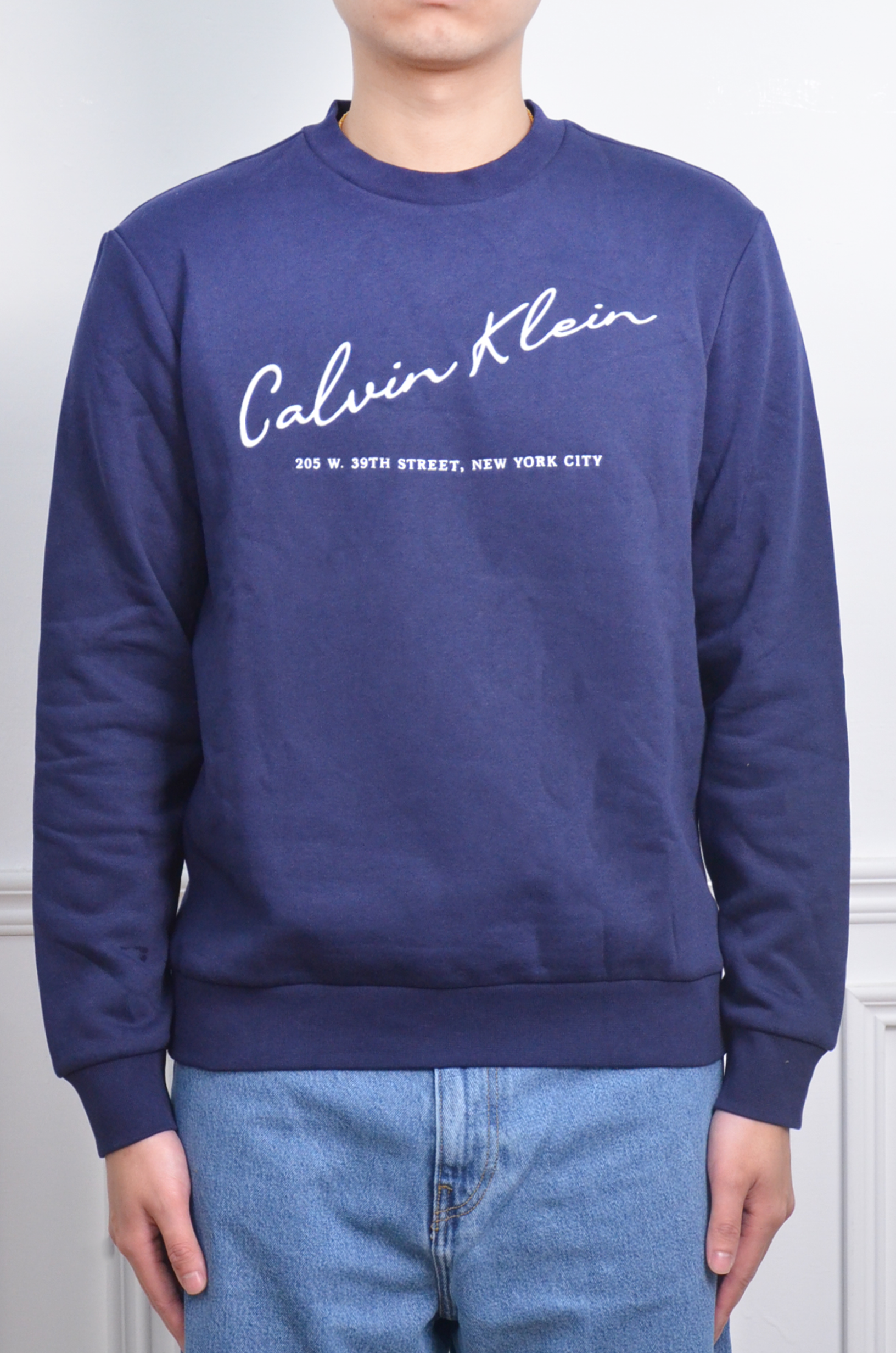 Calvin Klein 刺繡字大學T 灰-藍兩色