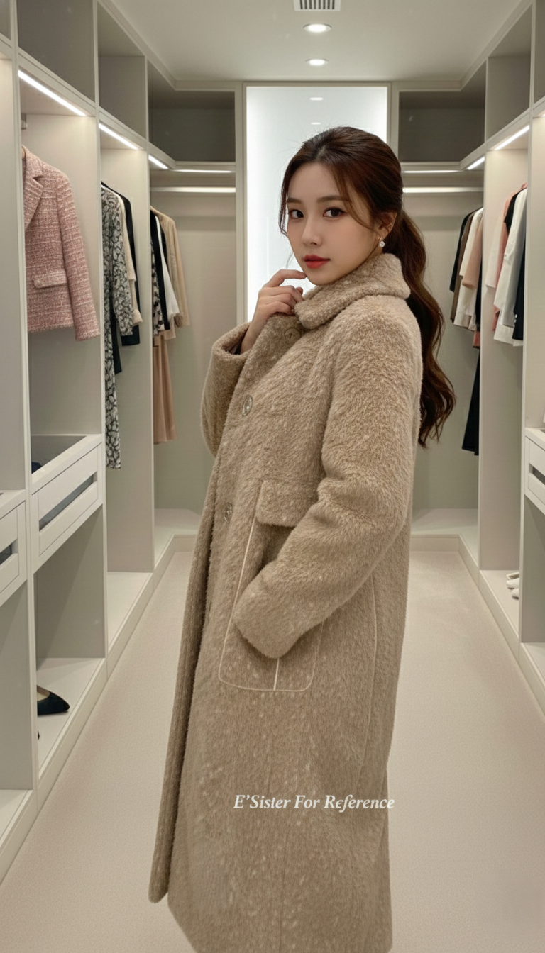 法式紋理仿長版大衣 C350