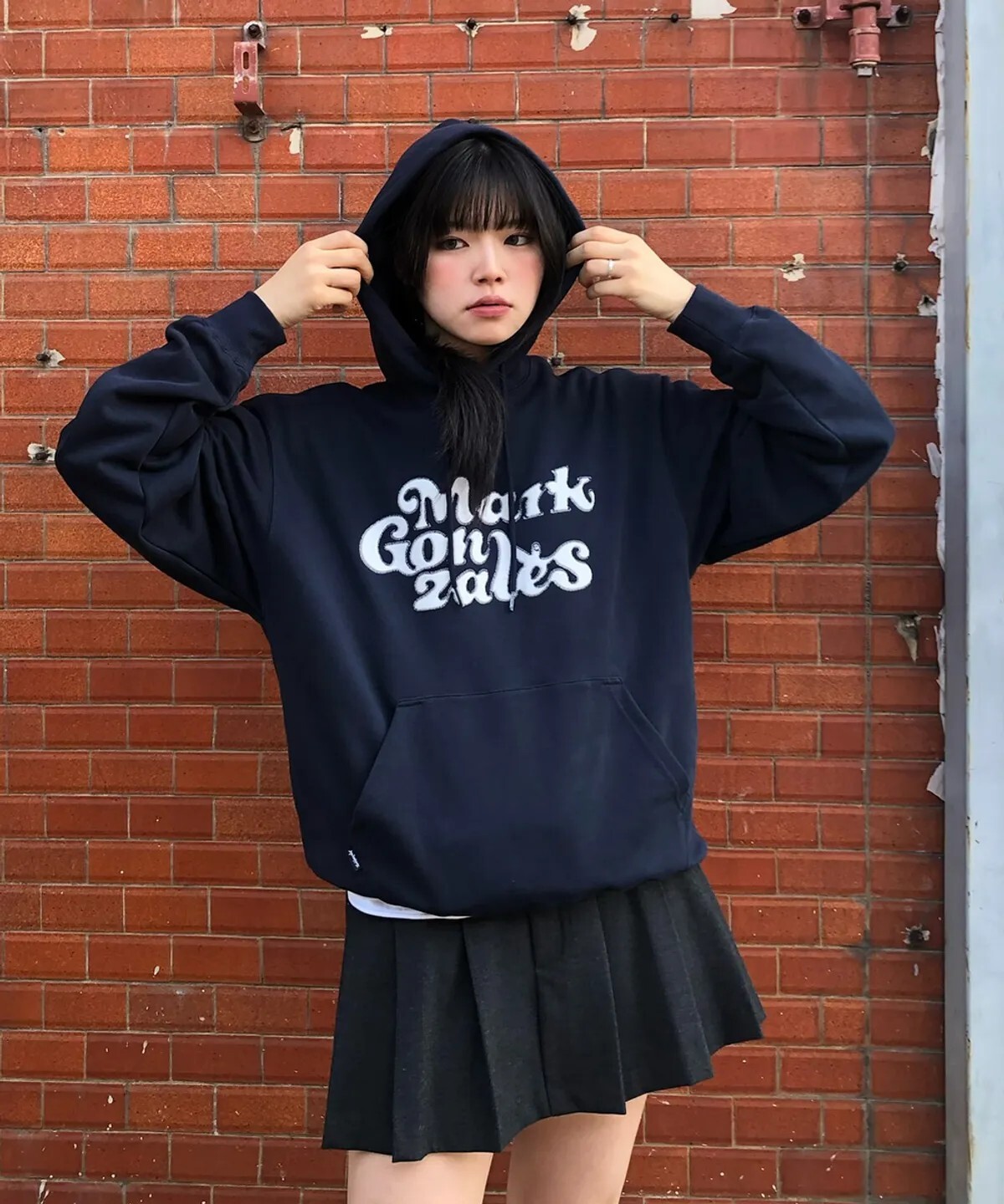 【OWN】Mark Gonzales 長袖 上衣 帽踢 連帽 大Logo 秋冬 不分男女 深藍 灰色 酒紅