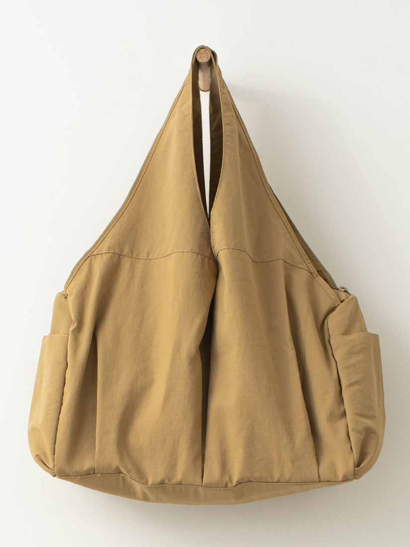 格紋素色收納托特肩背包