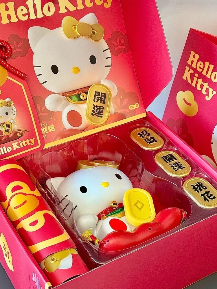 Hello Kitty lucky cat lamp, Sanrio Hello Kitty figurine, plush toy.