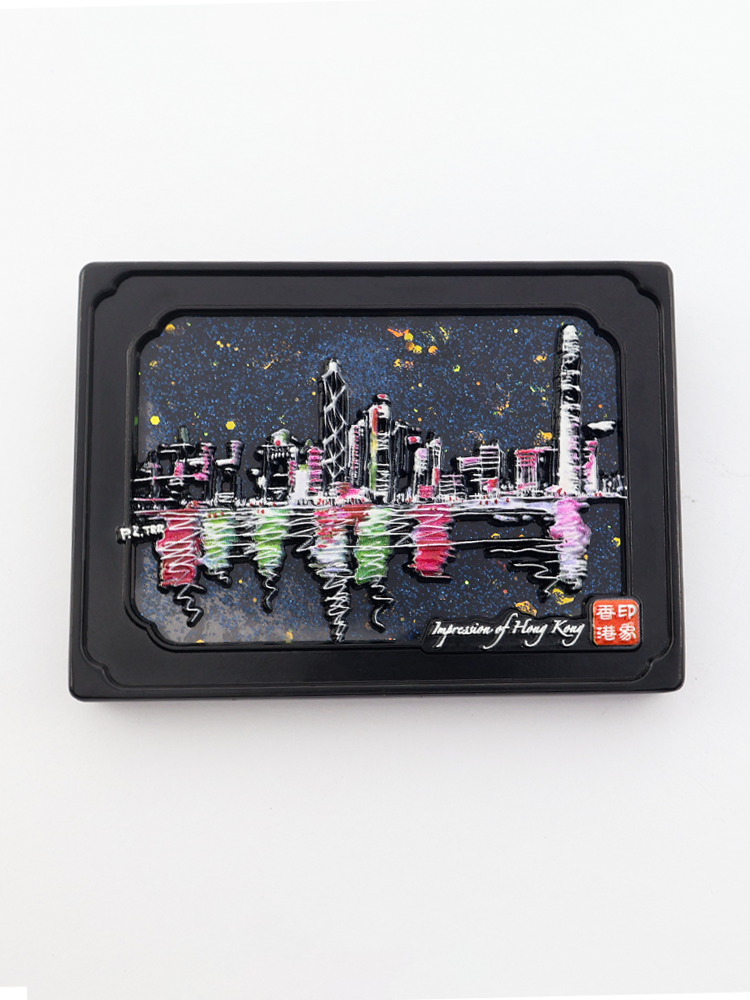 森雅文化 印象香港 - 維港夜.中銀艷 (夜玲瓏系列) - 流沙金屬冰箱貼