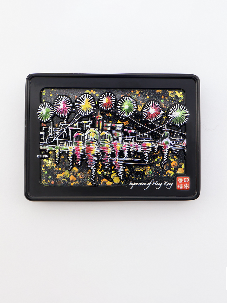 森雅文化 印象香港 - 佳節夜. 星印象 (夜玲瓏系列) - 流沙金屬冰箱貼