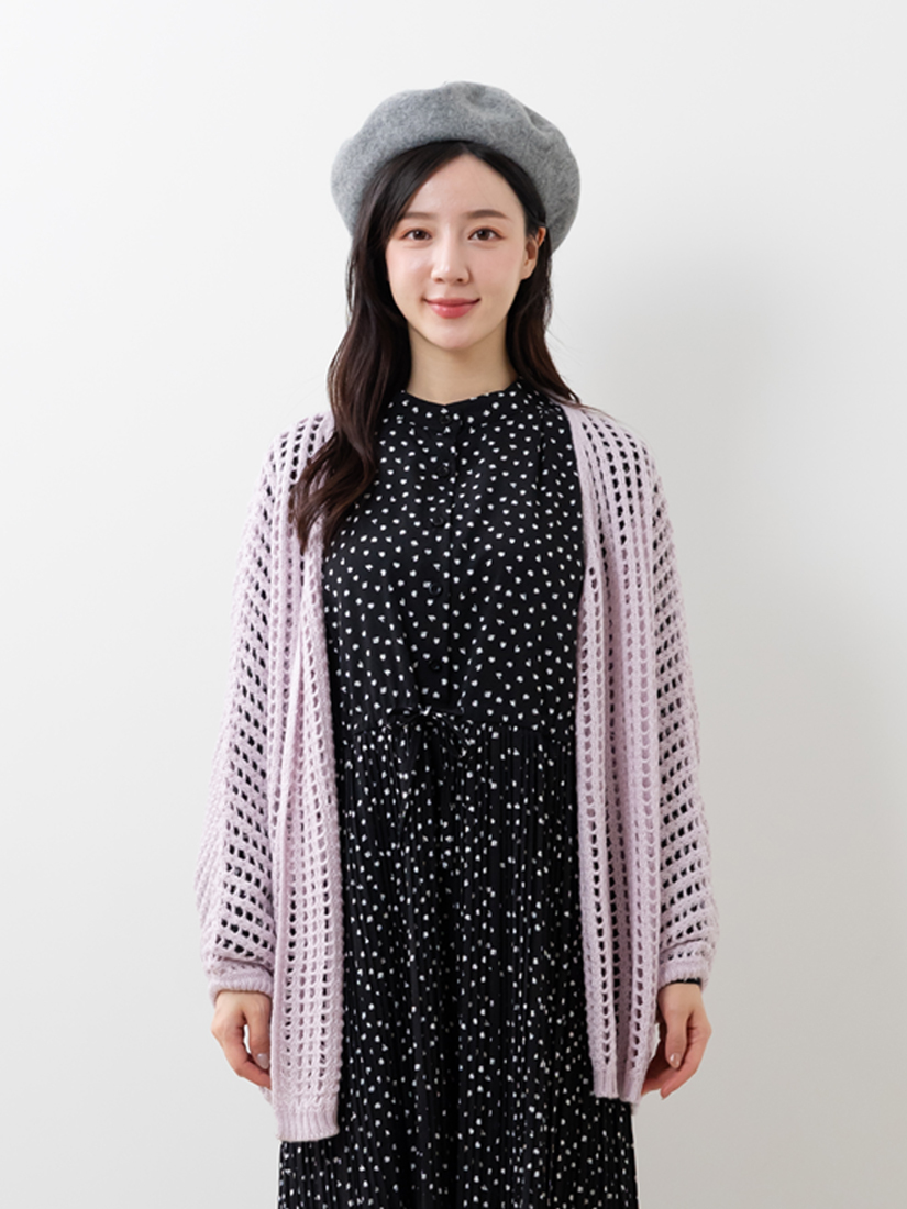 點點印花綁帶壓褶長洋裝