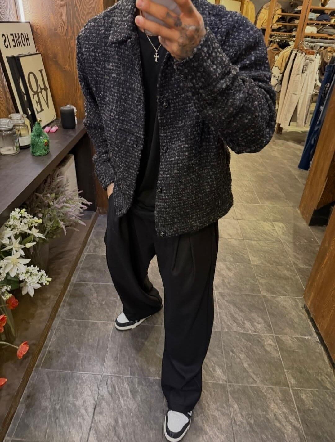 混色反領開胸外套 MALENKII-188JK