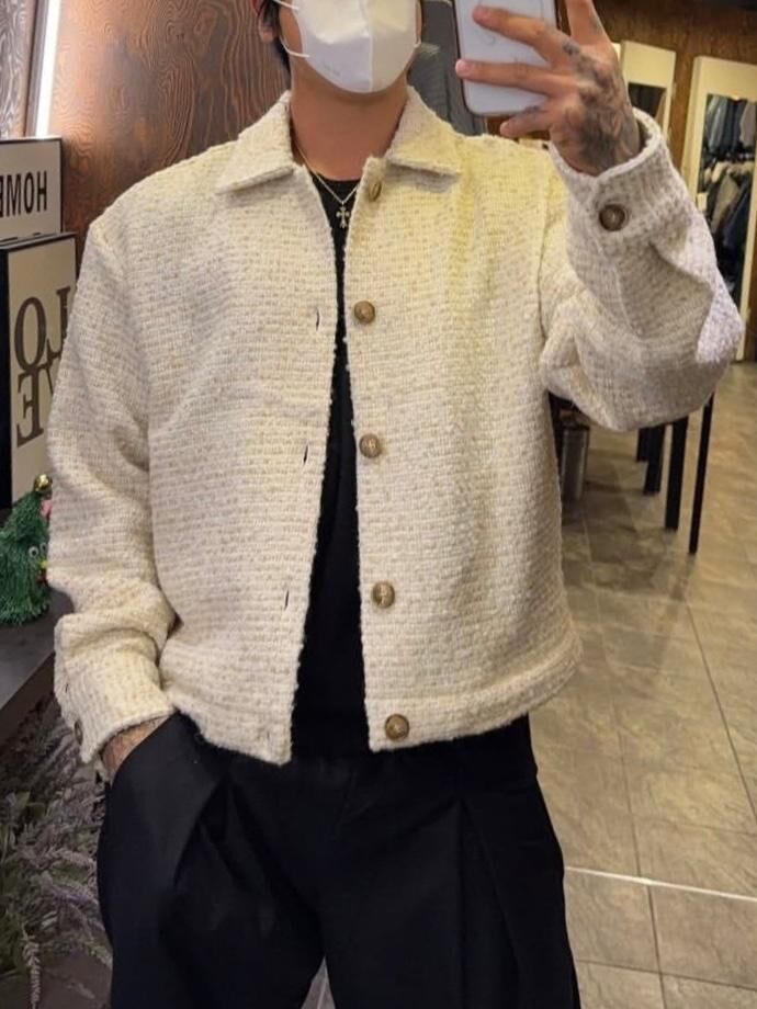 混色反領開胸外套 MALENKII-188JK