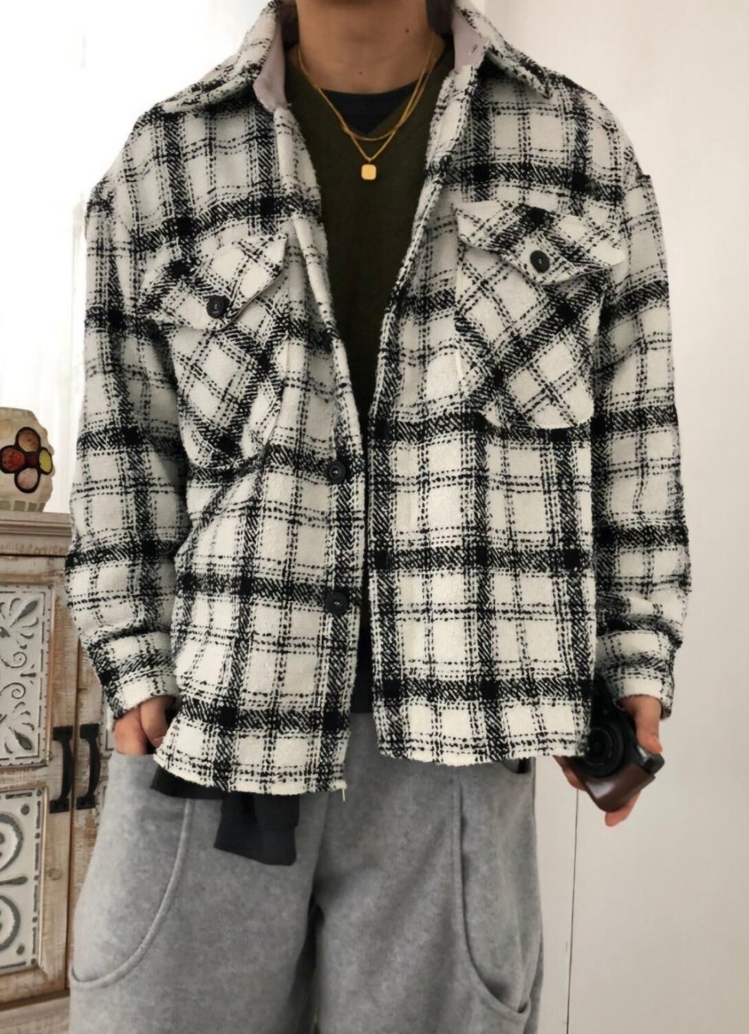 格仔長袖恤衫 MALENKII-186S