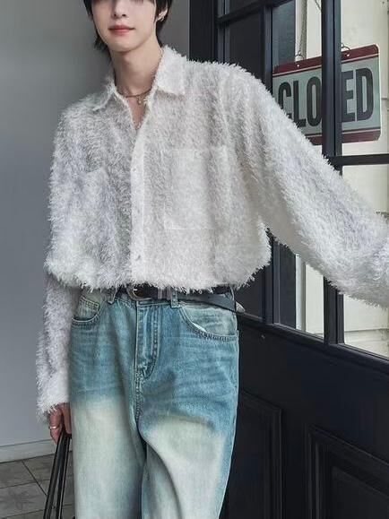 淨色毛毛長袖恤衫 C_y-117S