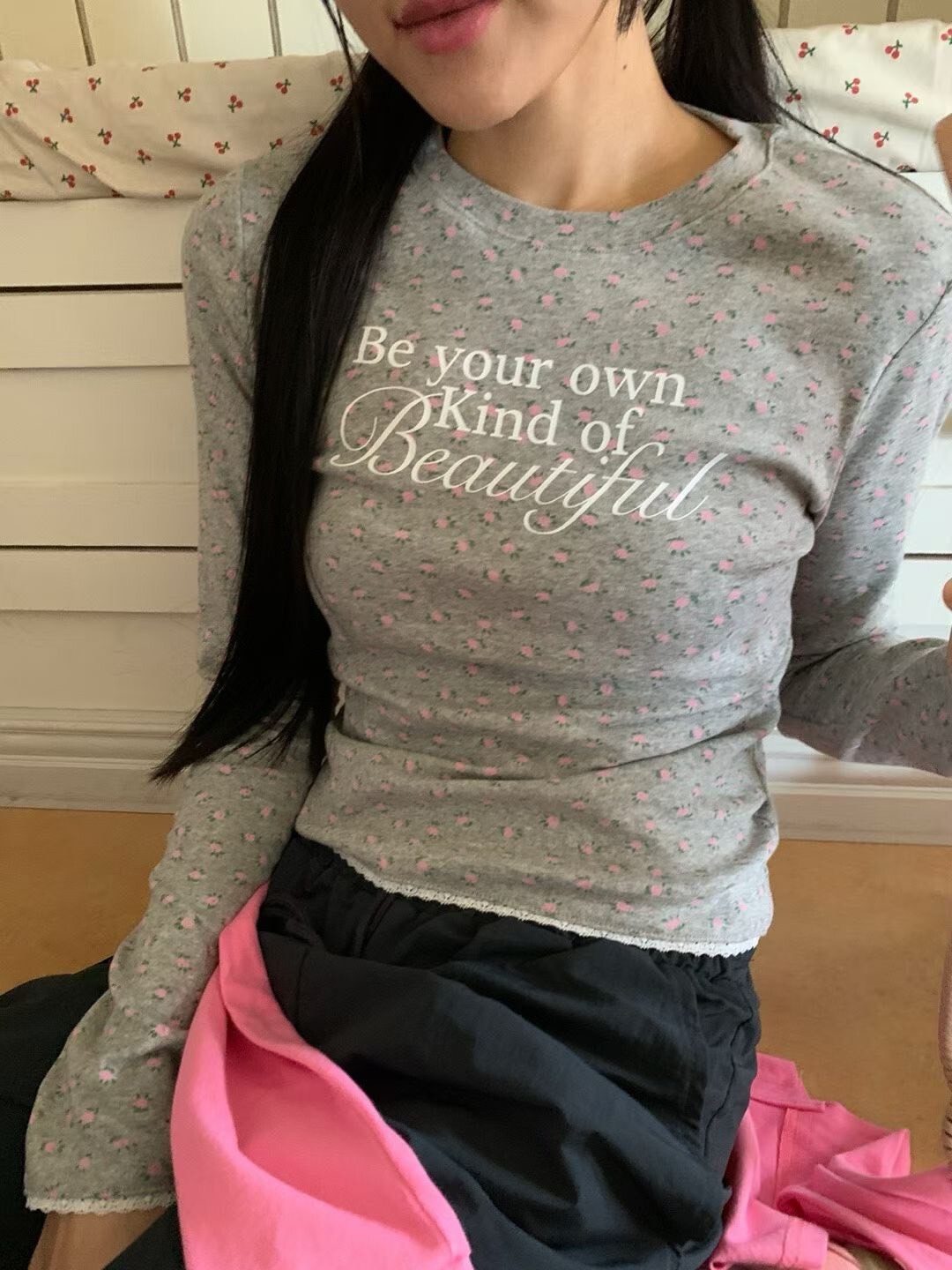 滿印花簽字合身T