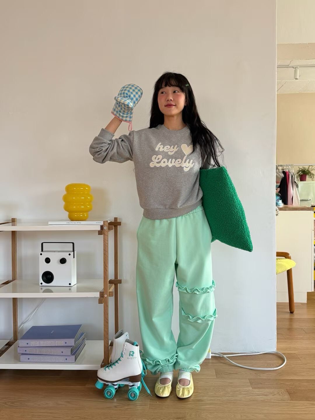 不對稱荷葉圈棉褲