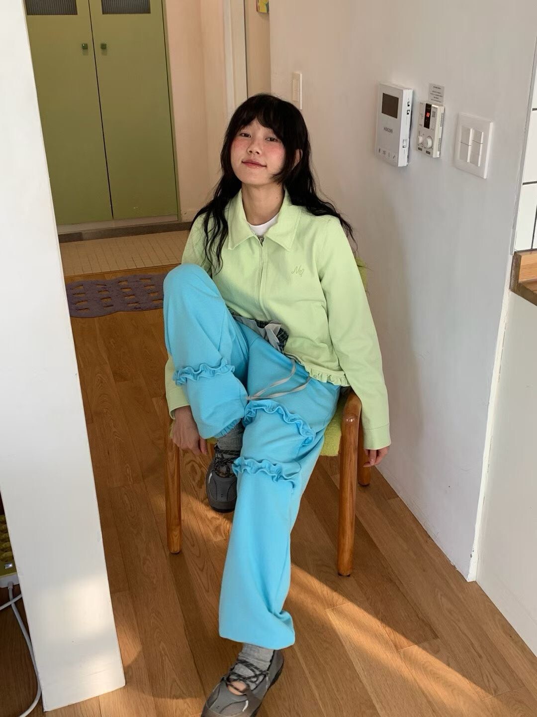 不對稱荷葉圈棉褲