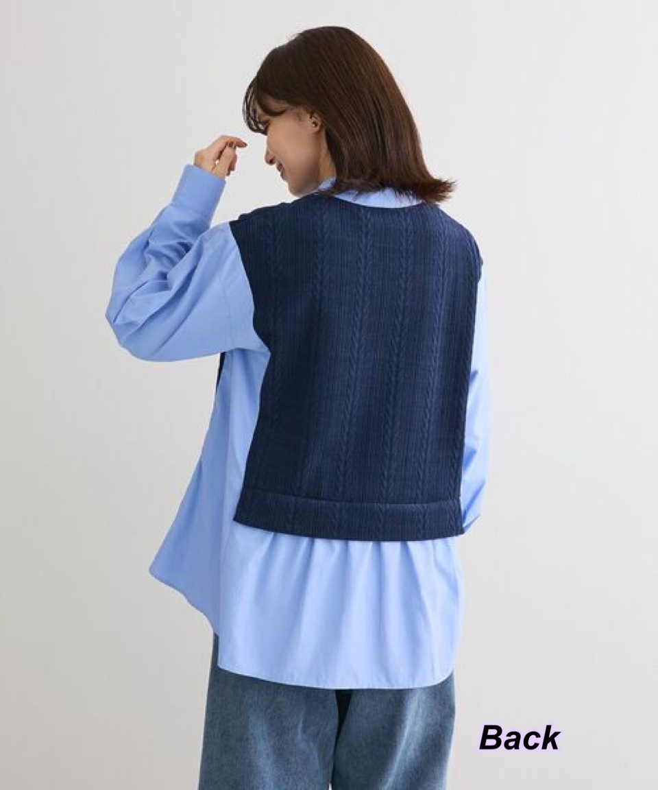 260126 日系女裝假兩件背心恤衫上衣/3 色