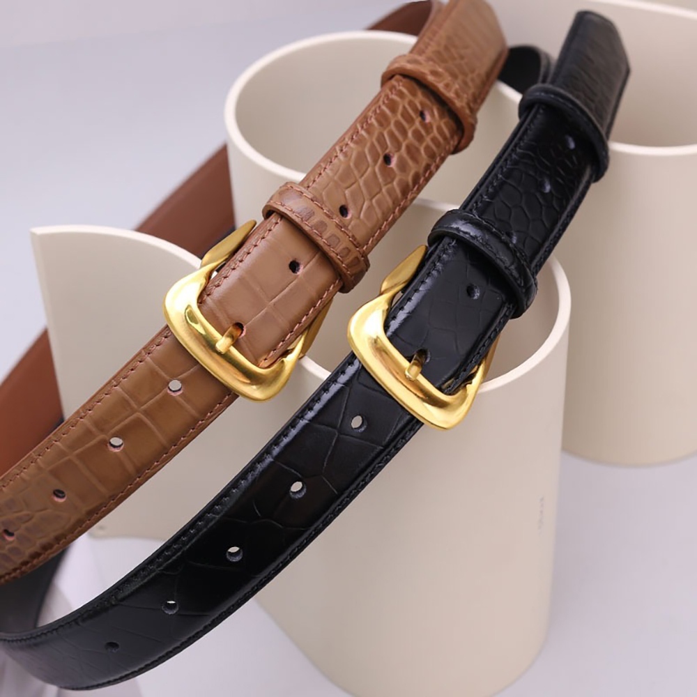 皮帶 腰帶 牛皮皮帶 真皮腰帶 女生皮帶 鱷魚紋皮帶 方頭皮帶 針扣皮帶 金扣皮帶 飾品 配飾 腰部配件 送女友 052