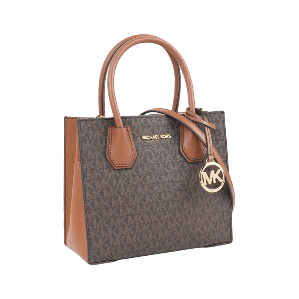 【Michael Kors】Mercer Logo 吊飾塗層帆布二用包(咖啡色)