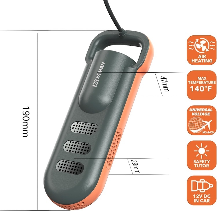 【XCMAN】烘鞋器(SD-3)_可攜式_尺寸參考