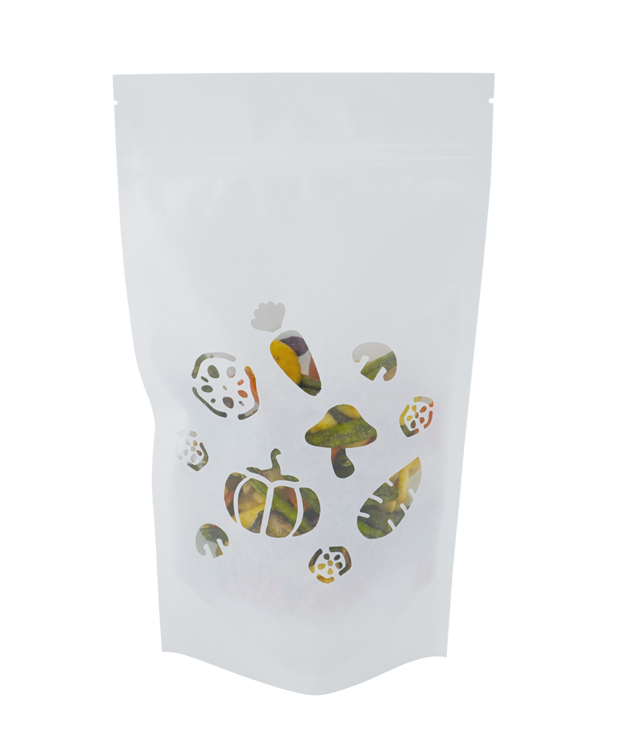 【500g】白牛皮紙雷射(激光)開窗站立夾鏈袋 - 蔬果乾2