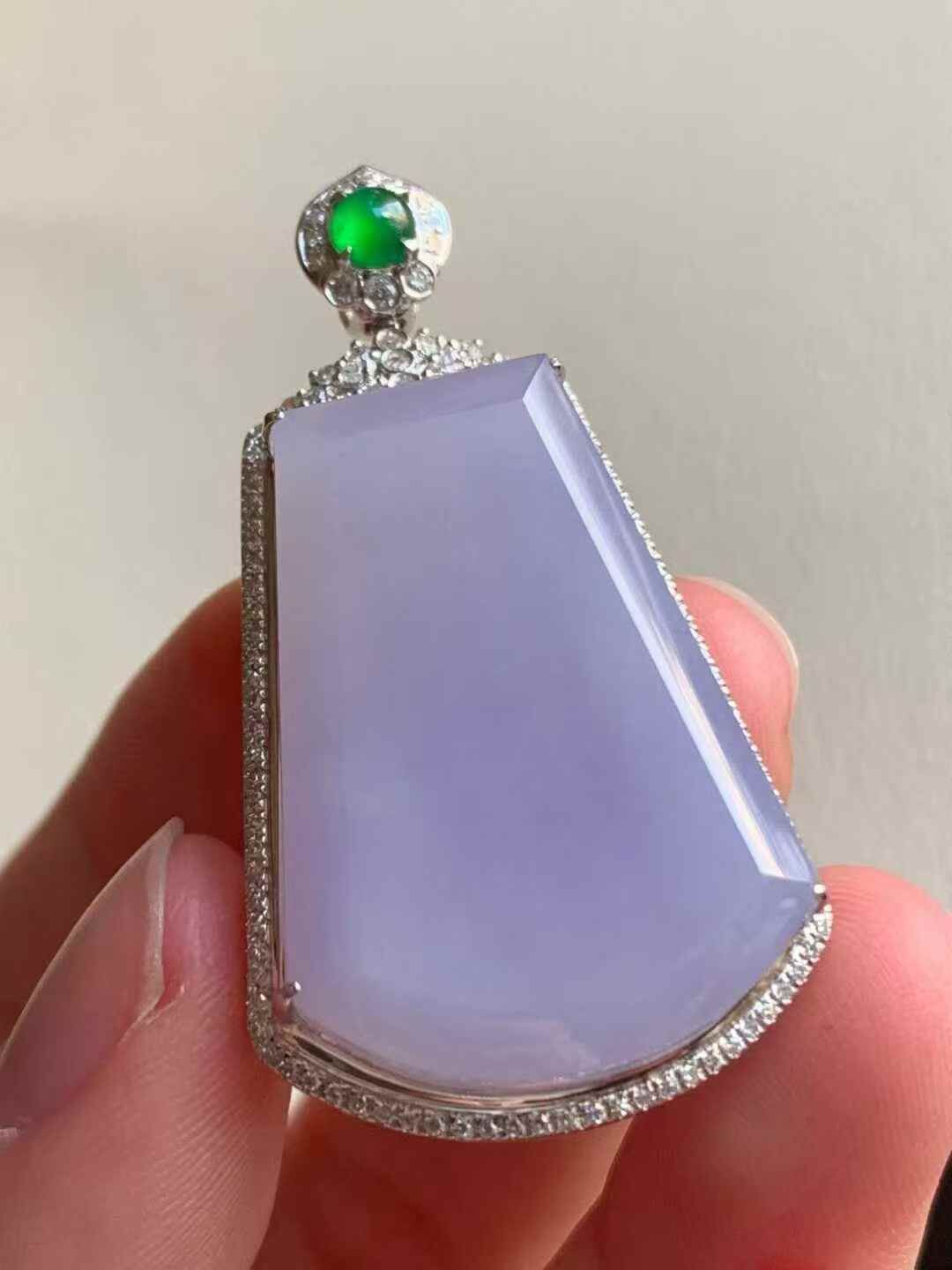 翡翠紫羅蘭無事牌吊墜,天然翡翠A玉, 緬甸玉, Jade, Jadeite