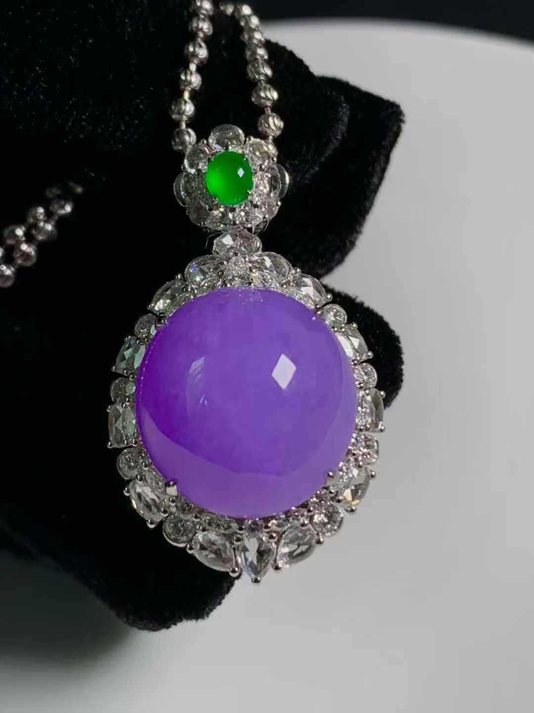 11833 翡翠紫羅蘭蛋面吊墜