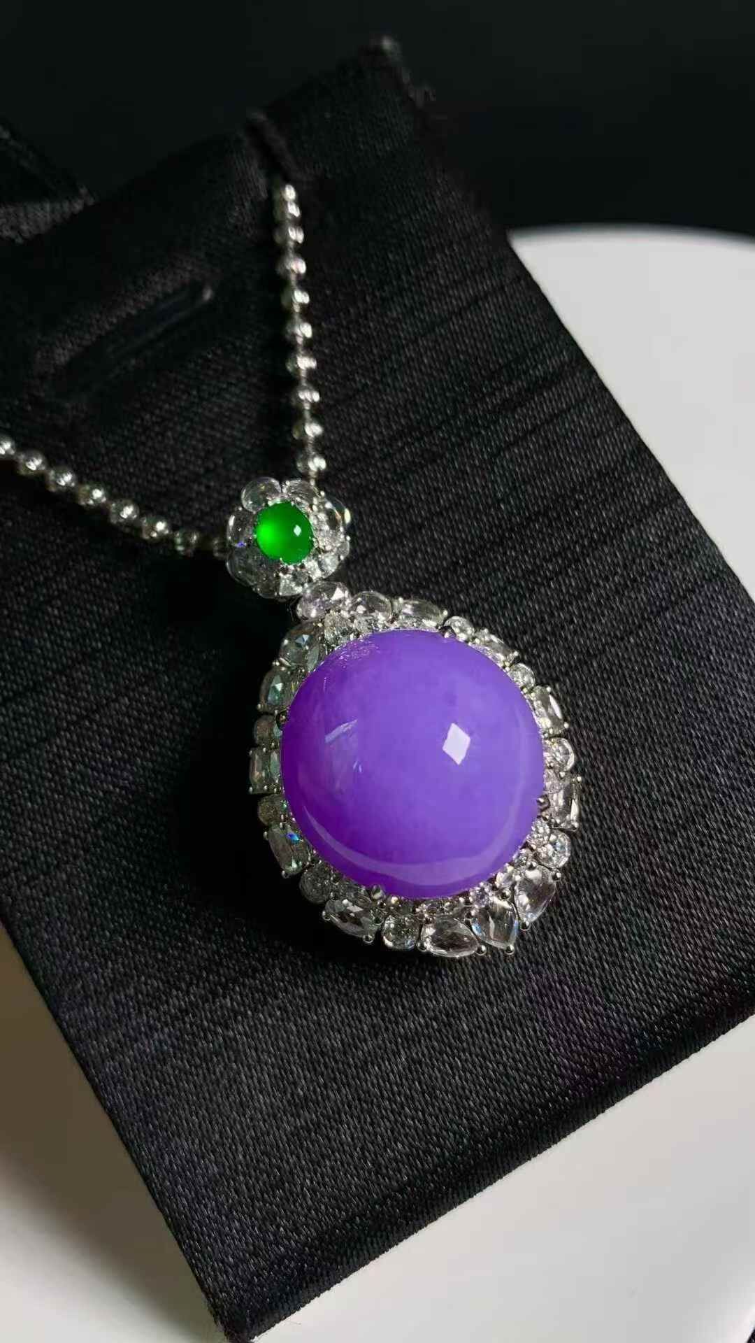 翡翠紫羅蘭蛋面吊墜,天然翡翠A玉, 緬甸玉, Jade, Jadeite