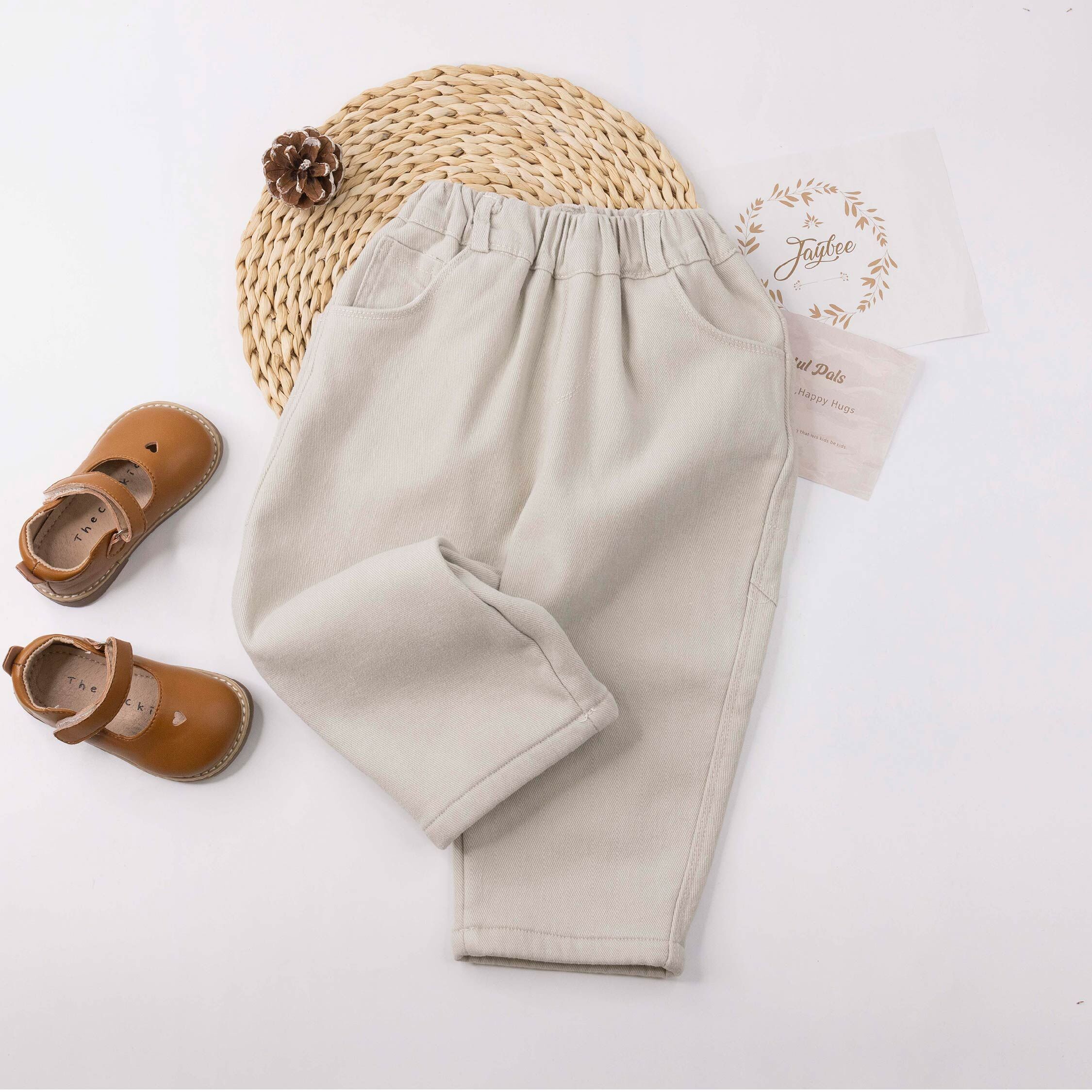 【H55830】流行字母刺繡內刷毛休閒褲