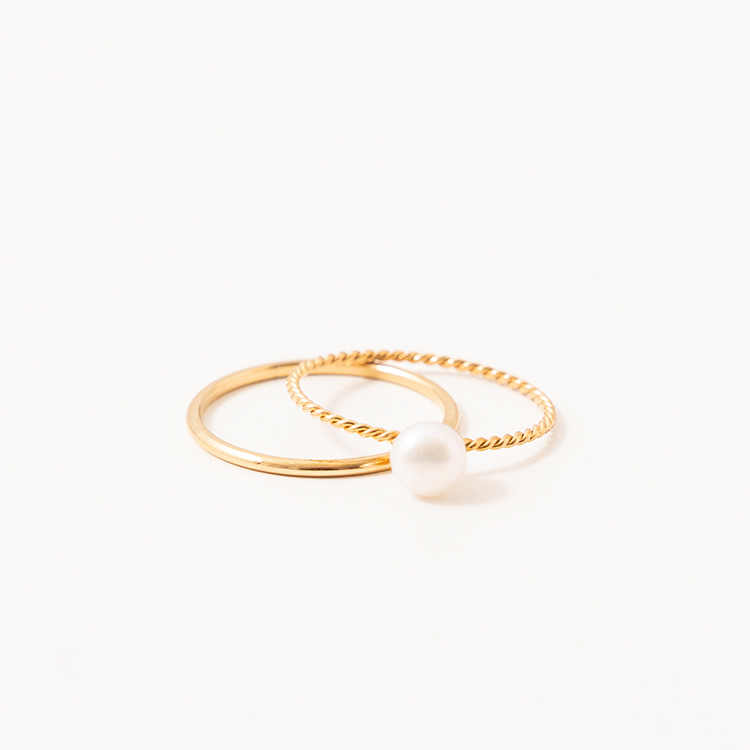 miramira珠光｜雙環線條單顆珍珠戒指A1470-金11997