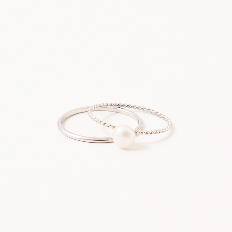 miramira珠光｜雙環線條單顆珍珠戒指A1470-銀79670