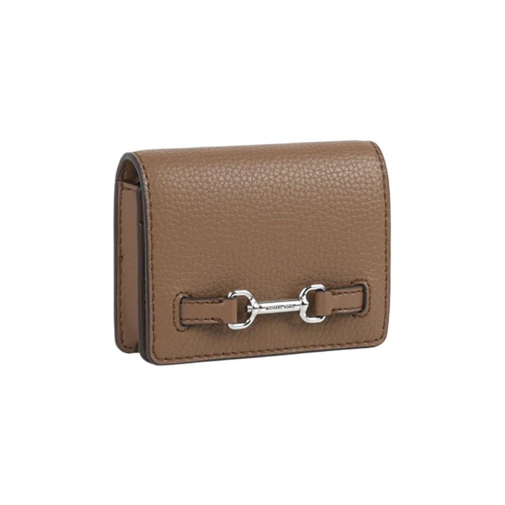 【Michael Kors】Carson 銀色馬銜荔枝皮革釦式零錢包/卡包(火龍果色)