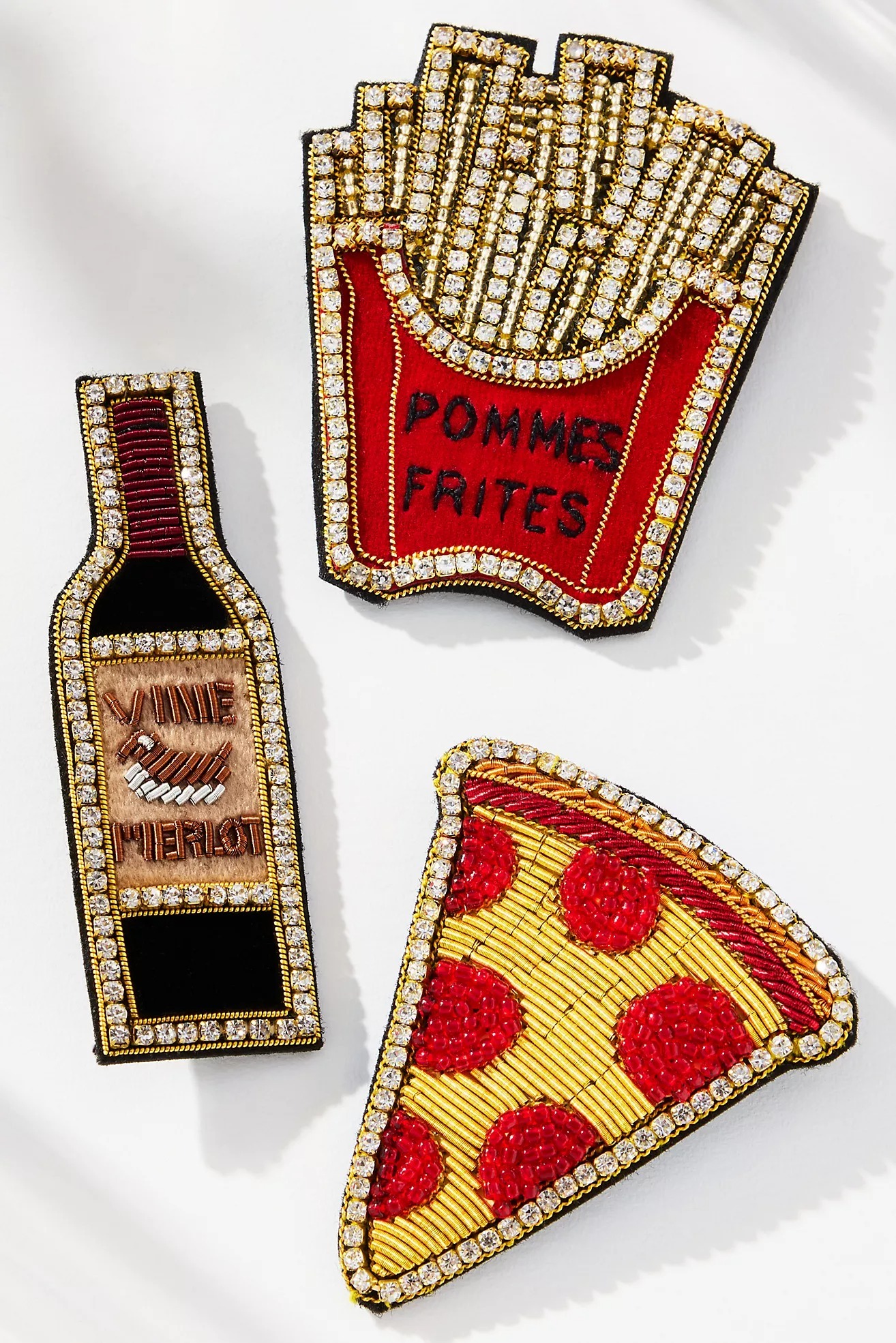 USA Love金色薯條水鑽別針.胸針