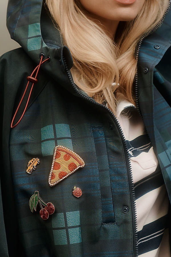 USA Love紐約Pizza 水鑽縫珠別針.胸針