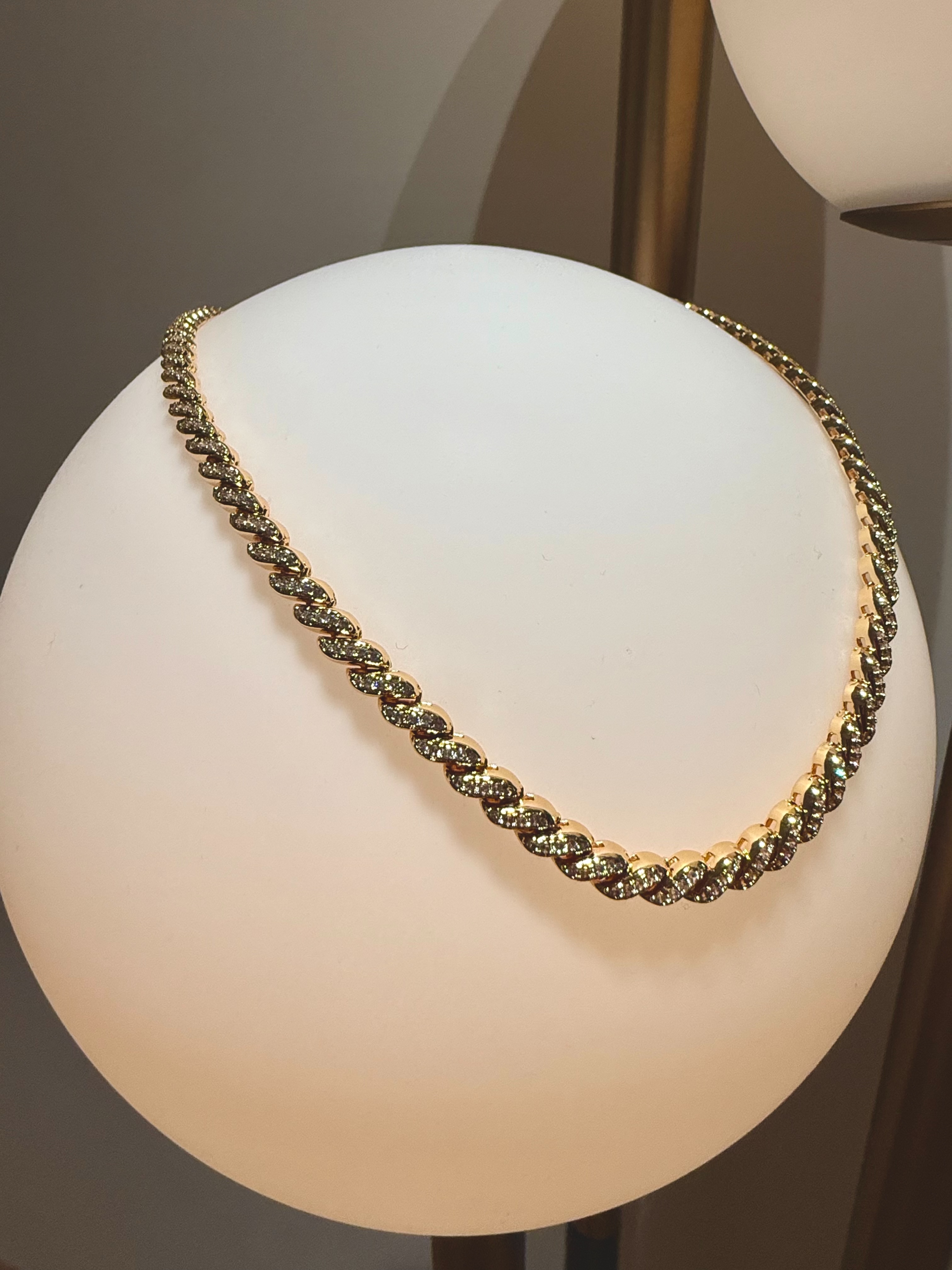 USA Gold美國金色復古麻花鑽項鍊