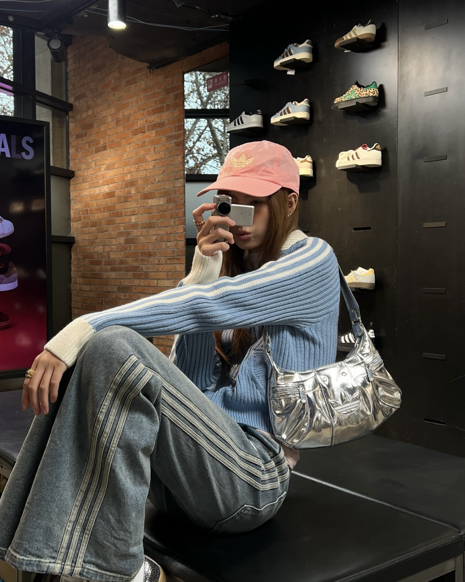 Adidas ORI HOBO BAG 復古單肩包 立體LOGO 三葉草 腋下包 Y2K 銀色 黑色