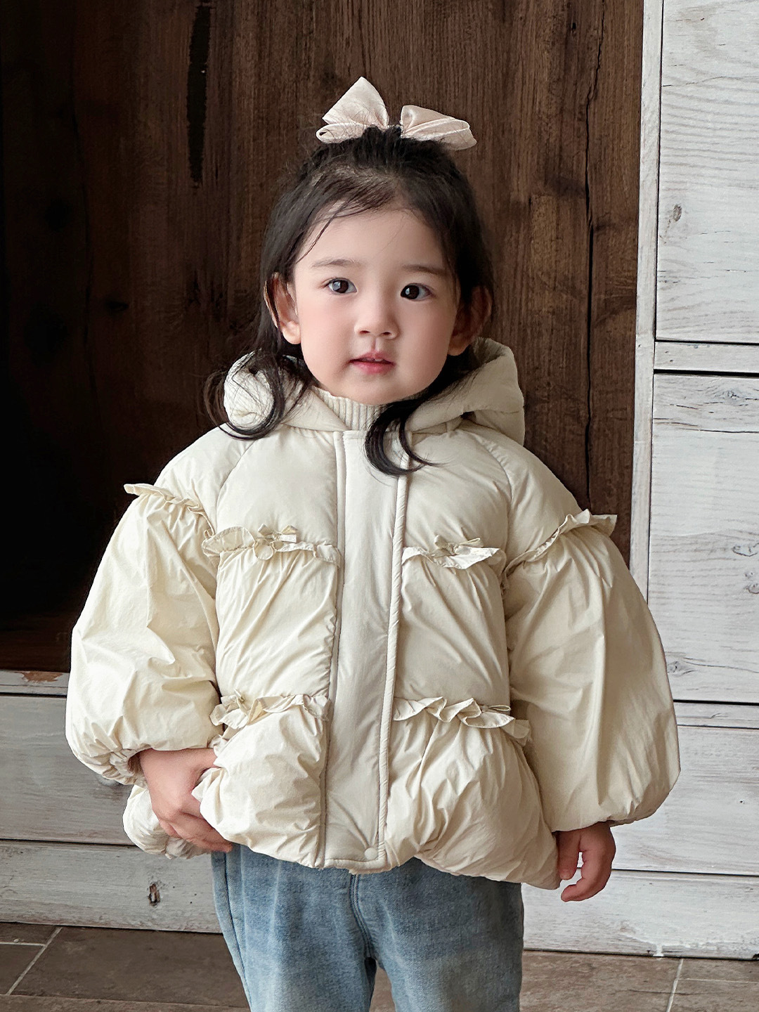 季末特價｜花邊米色厚棉外套(73-100)