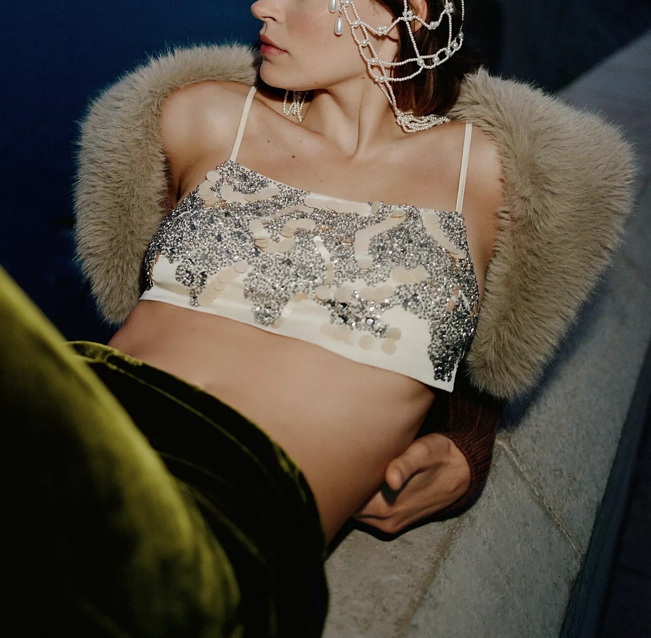 Nude裸色圓片亮片短Bra Top