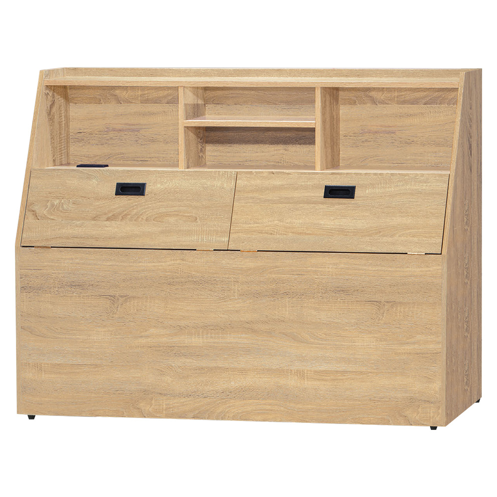 米倫5尺雙人書架型收納床頭箱-附插座(三色可選)