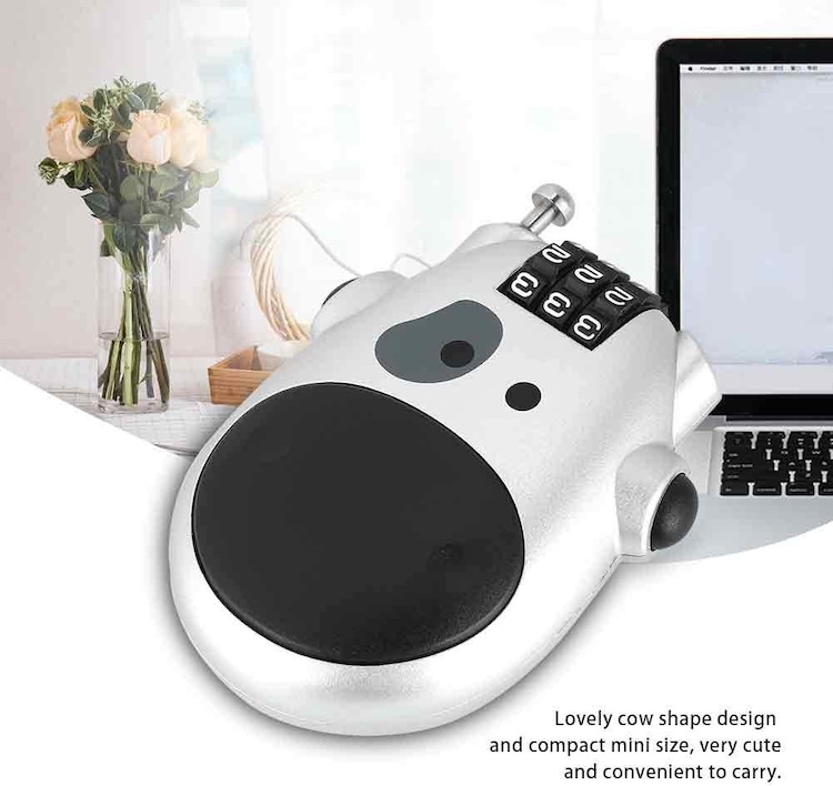 【XCMAN】卡通奶牛纜線密碼鎖