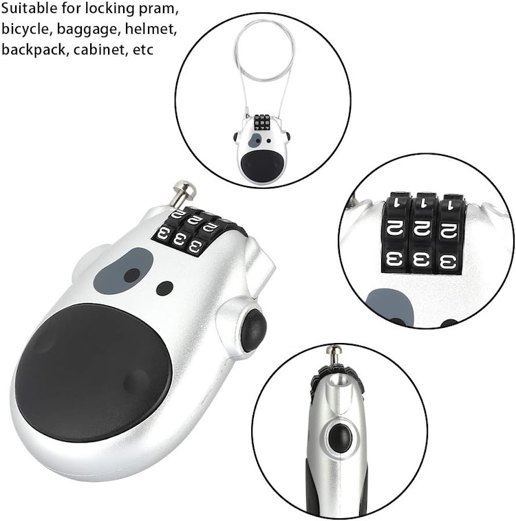 【XCMAN】卡通奶牛纜線密碼鎖