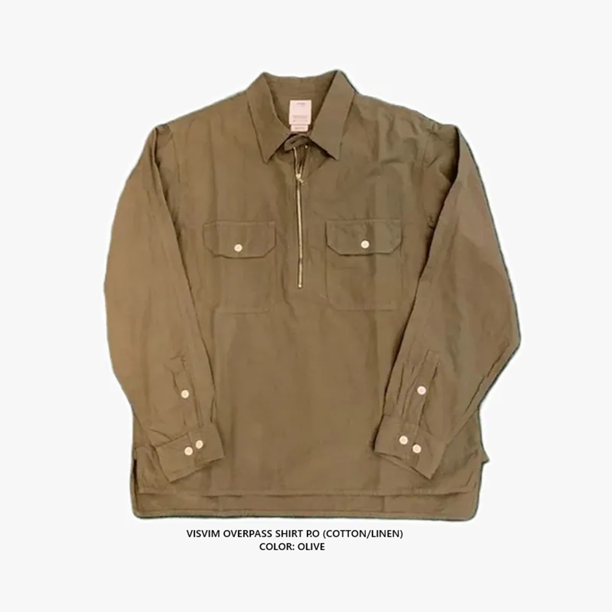 最後價格 LAST PRICE SALE: VISVIM OVERPASS SHIRT P.O (COTTON/LINEN) - OLIVE SIZE 2 IN STOCK NOW (現貨發售中)
