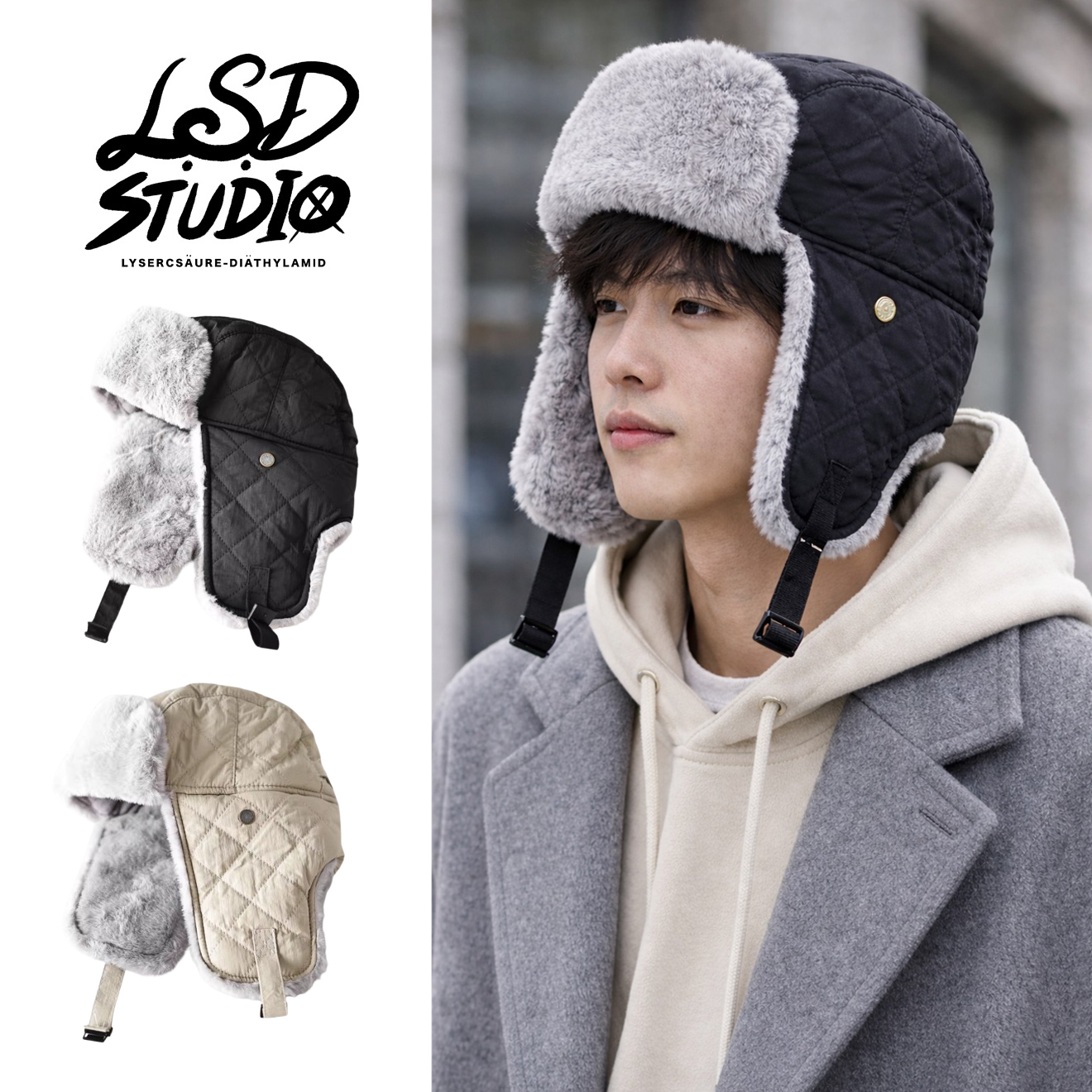 菱格紋 x 翻簷｜機能保暖飛行帽【HTPC71】