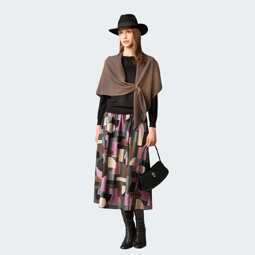 幾何圖形印花長裙