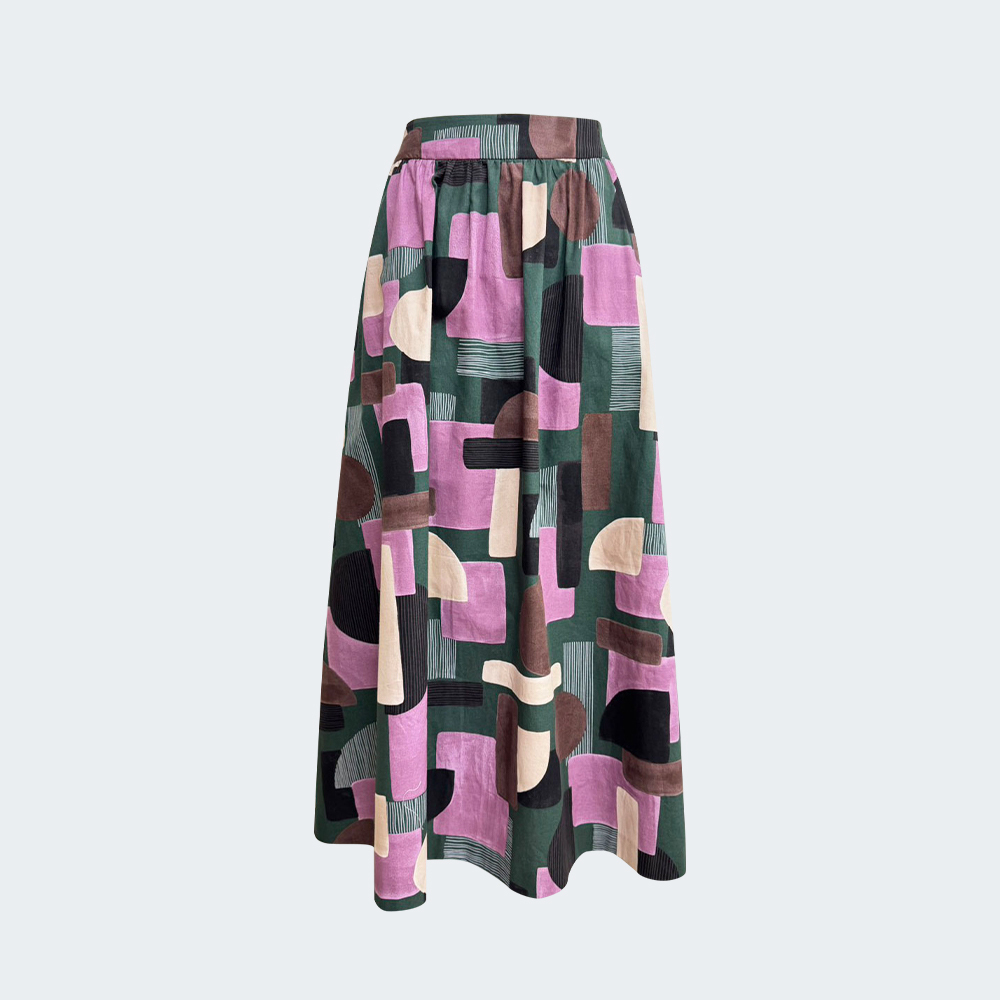 幾何圖形印花長裙