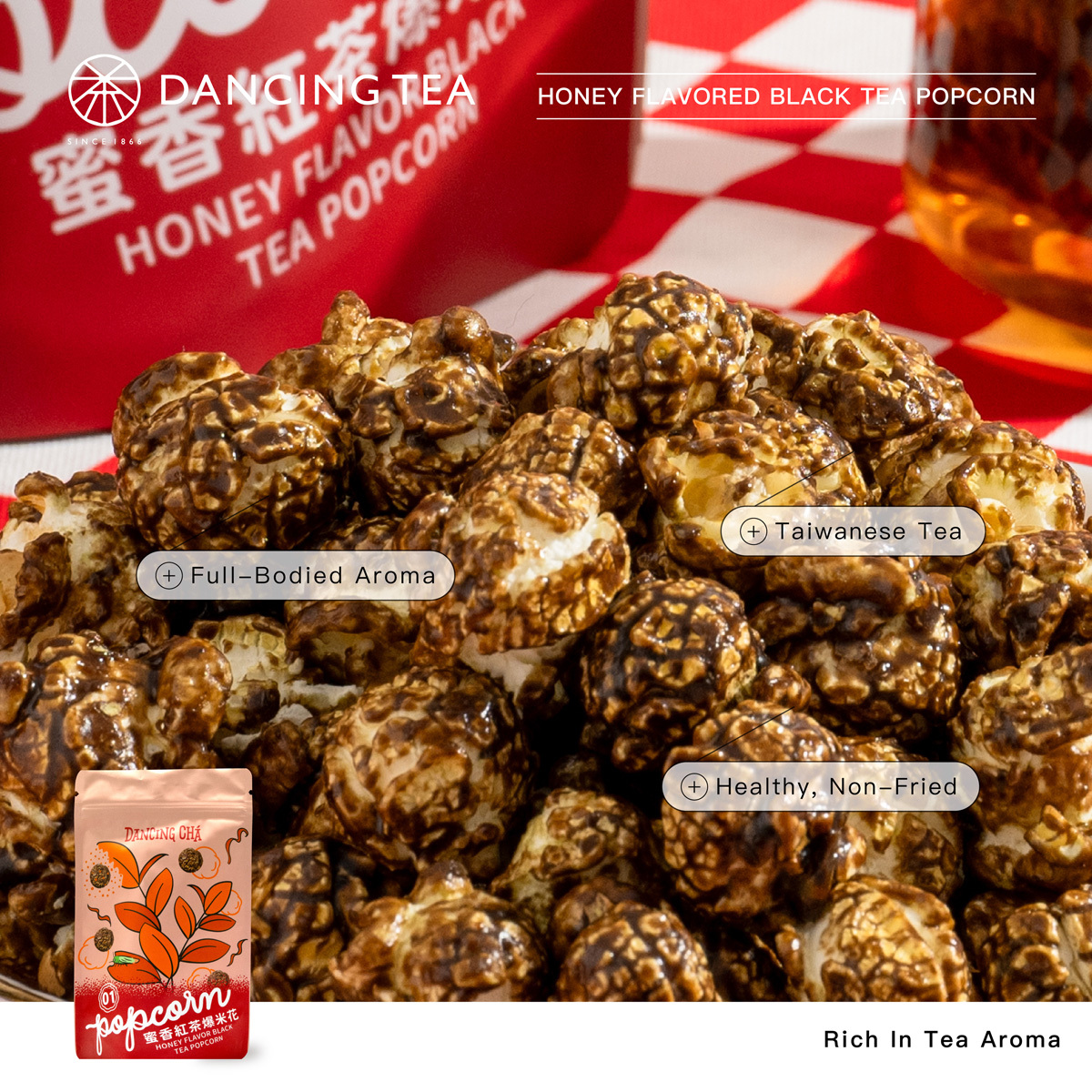HONEY FLAVOR BLACK TEA POPCORN 60g