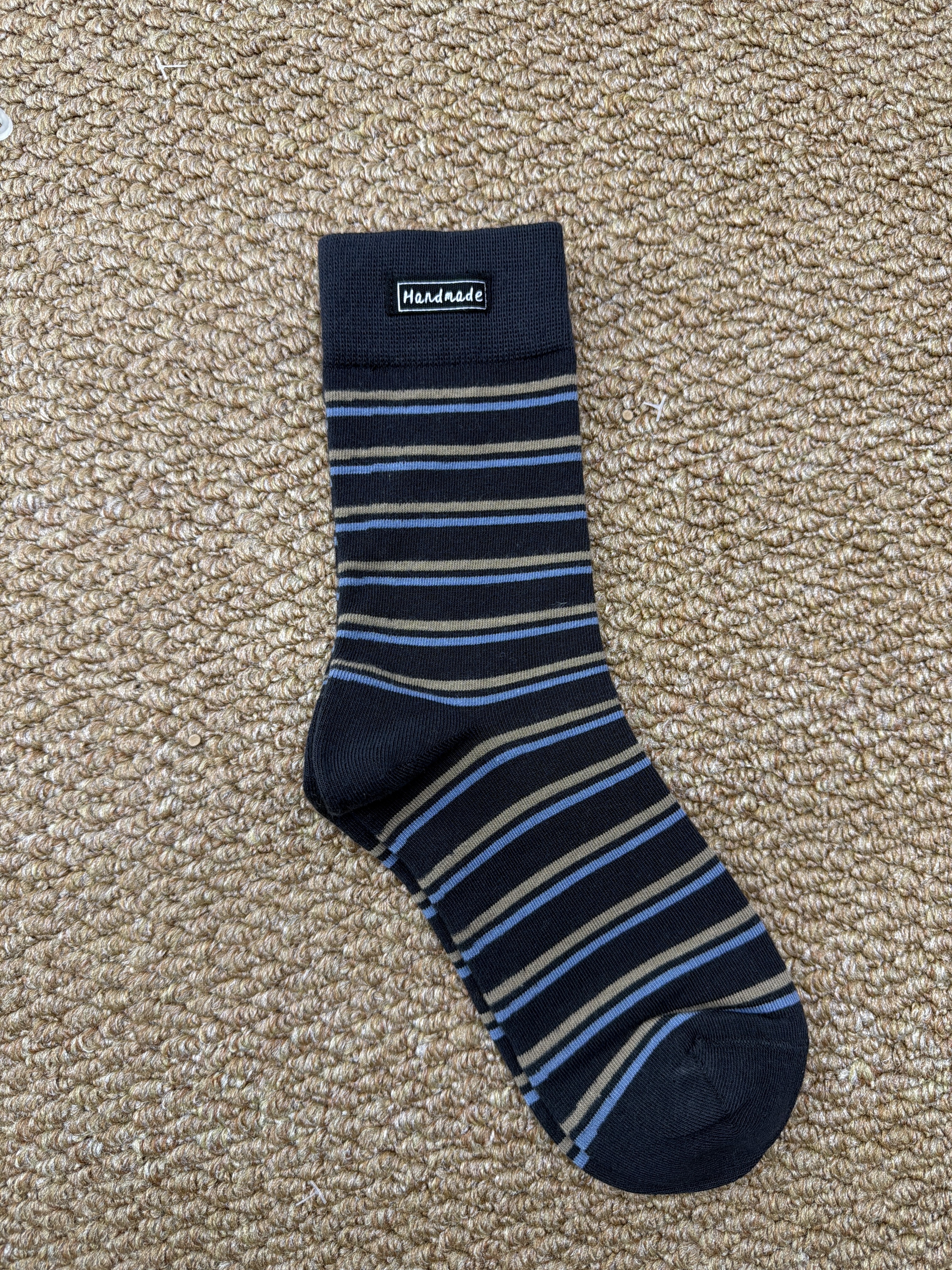 A04131成人藍卡其棉襪