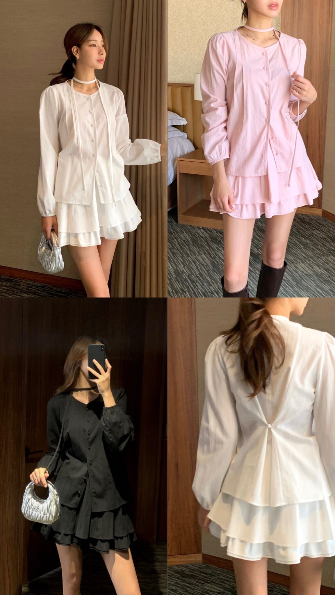 OB5413 精緻排扣圓領腰帶上衣 *特價* (優惠碼同充值購物金不適用)