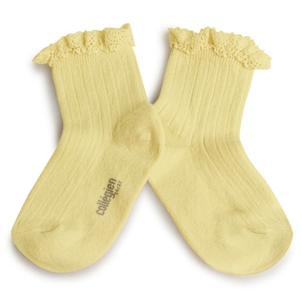 (預購) COLLEGIEN 蕾絲邊羅紋短襪 Lili - 039 Vanille 香草