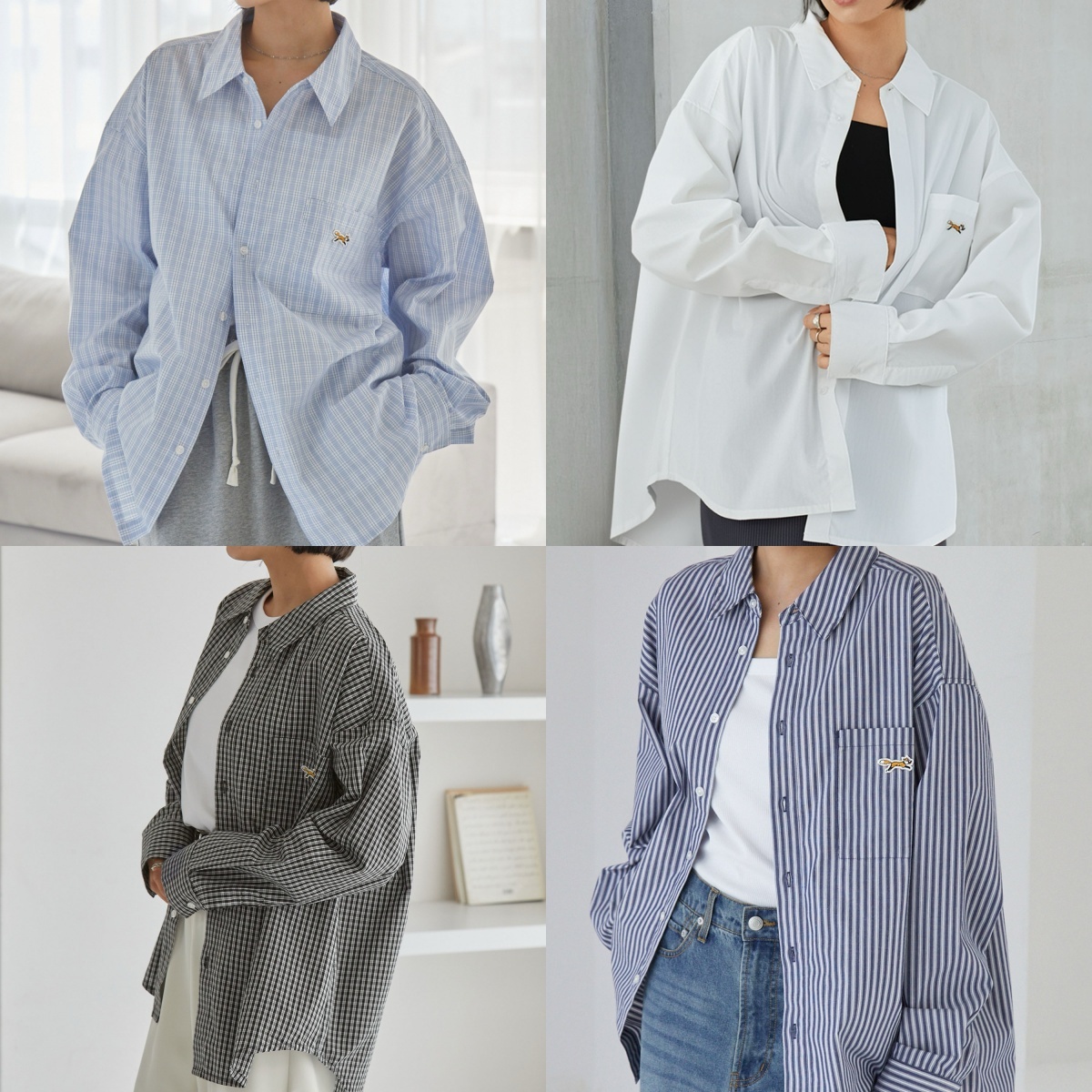 限時特價預購┃日牌 PENNEYS 刺繡 寬鬆 素色 格紋 條紋 長袖 襯衫