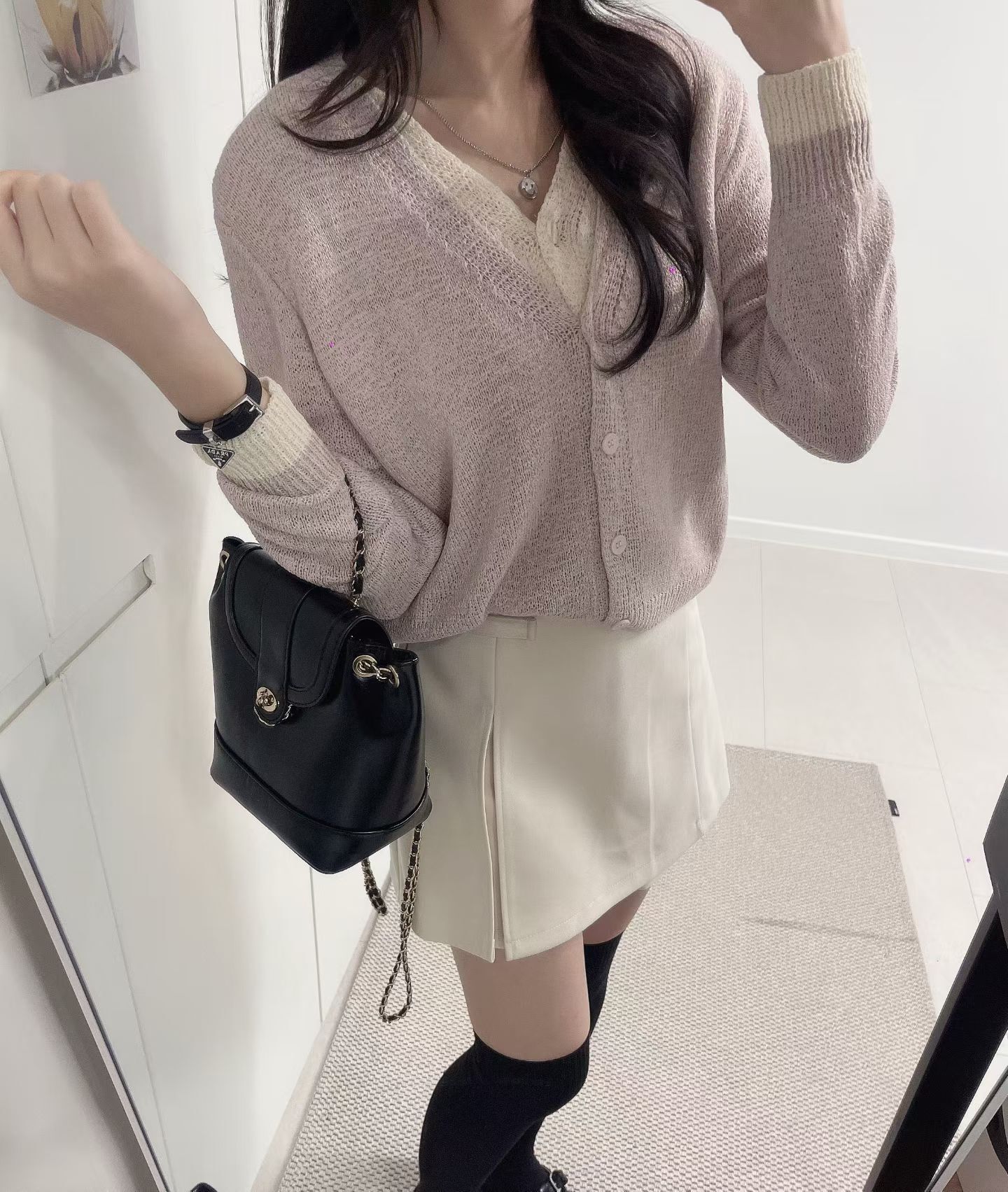 線料撞色假2件上衣(15053)