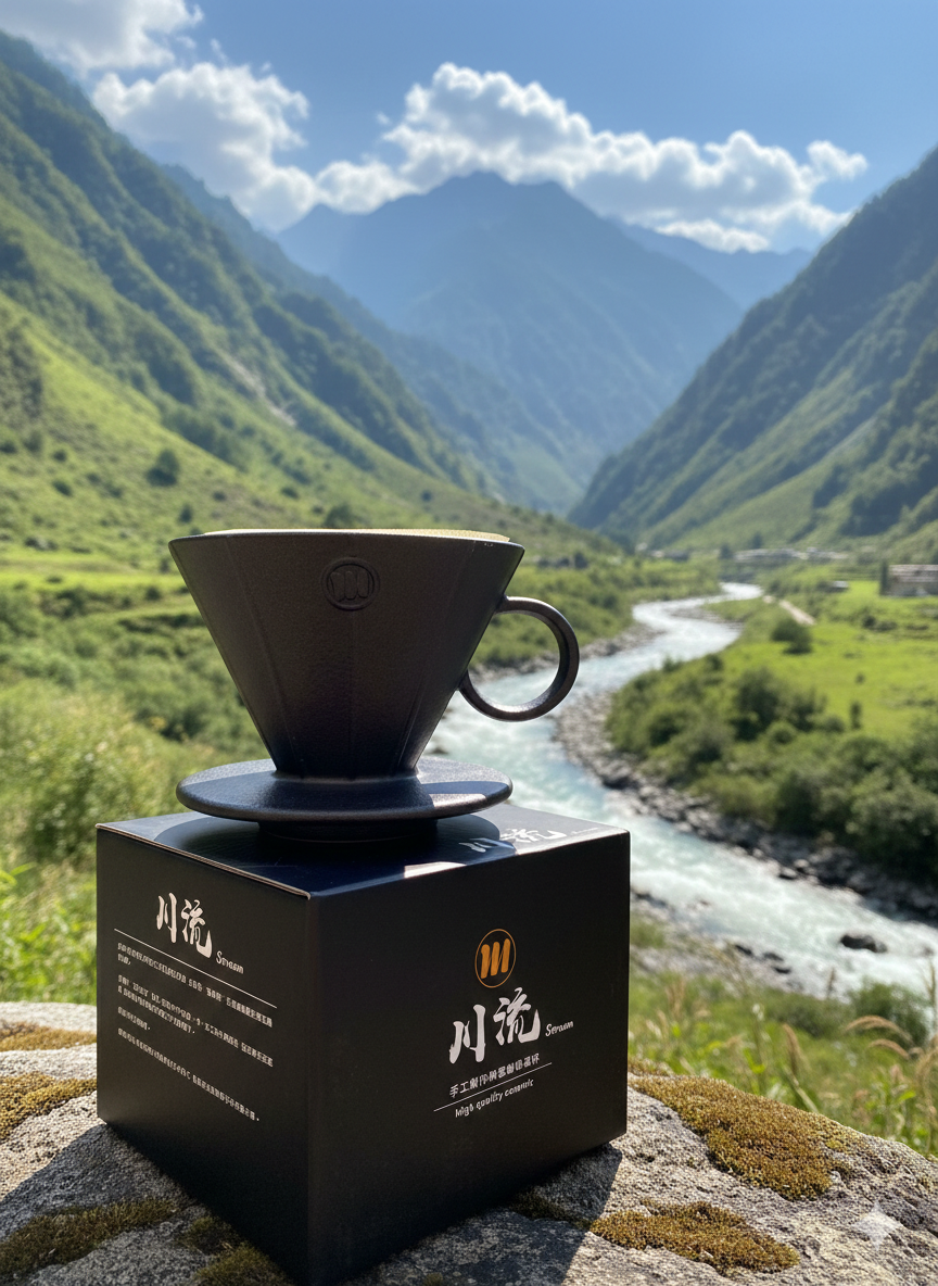 黑曜石經典川流濾杯02(贈半磅藝伎咖啡豆)