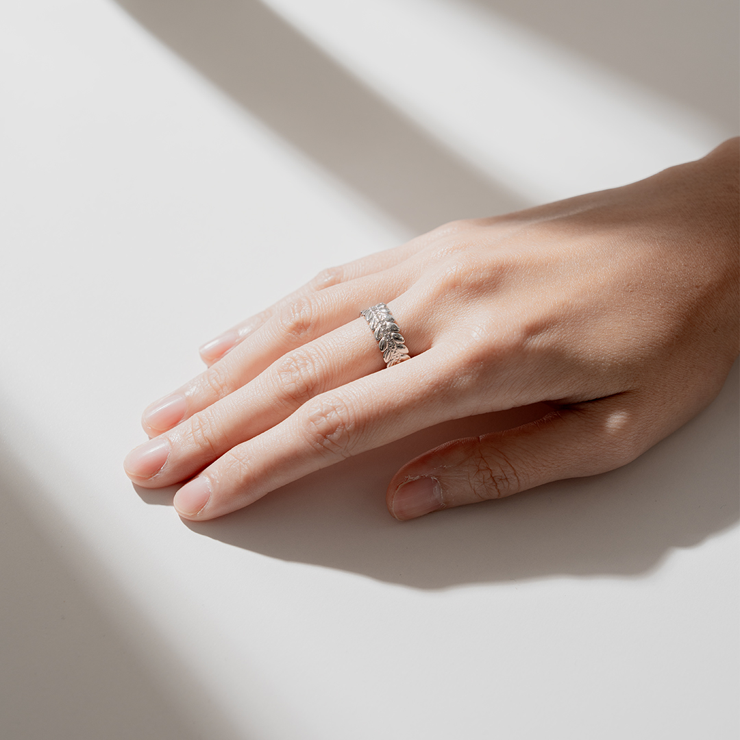 miramira微光｜粗環白鑽羽毛戒指A7153-銀89518