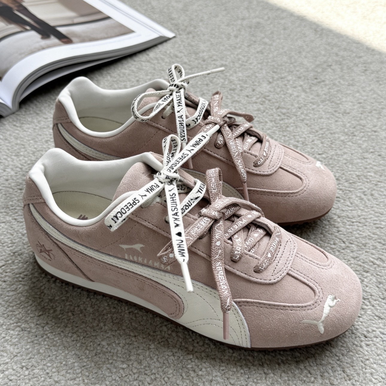 PUMA SPEEDCAT 藕粉 愛心字母鞋帶 情人節限定 賽車鞋 中性鞋款 408130-01