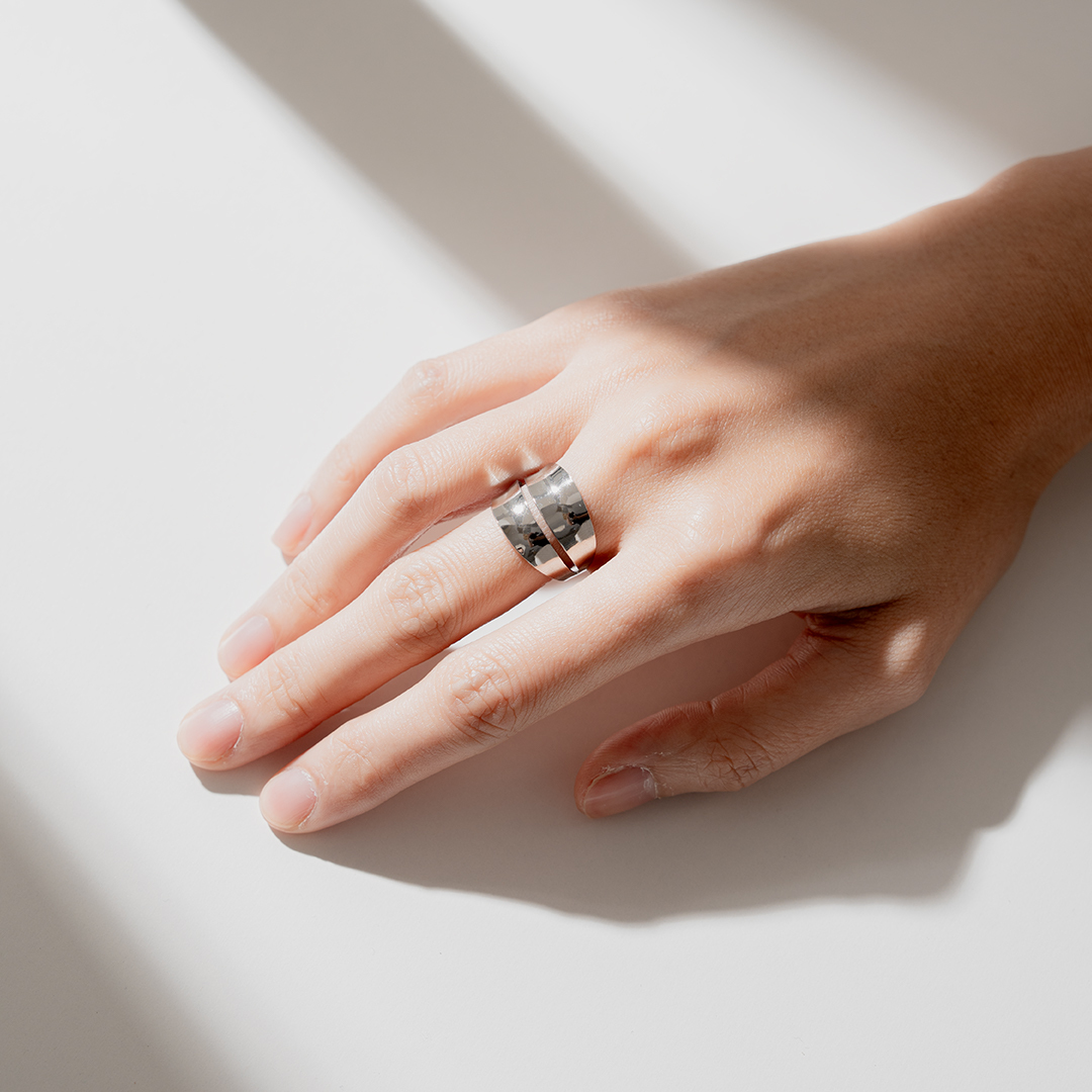 miramira純映｜造型雙環素面戒指A1042-銀25564